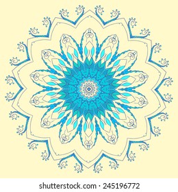 Ornament beautiful  card with mandala. Geometric circle element made in vector. Perfect  cards for any other kind of design, birthday and other holiday, kaleidoscope,  medallion, yoga, india, arabic
