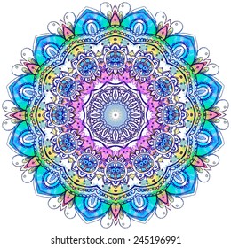Ornament beautiful card with mandala. Geometric circle element made in vector. Perfect cards for any other kind of design, birthday and other holiday, kaleidoscope,  Watercolor, yoga, india, arabic
