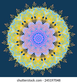 Ornament beautiful card with mandala. Geometric circle element made in vector. Perfect cards for any other kind of design, birthday and other holiday, kaleidoscope,  Watercolor, yoga, india, arabic