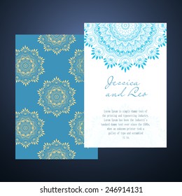 Ornament beautiful  card with mandala. Geometric circle element made in vector. Perfect  cards for any other kind of design, birthday and other holiday, kaleidoscope,  medallion, yoga, India, Arabic