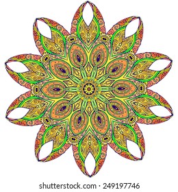 Ornament beautiful  card with mandala. Geometric circle element made in vector. Perfect  cards for any other kind of design, birthday and other holiday, kaleidoscope,  medallion, yoga, india, arabic