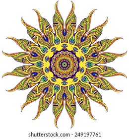 Ornament beautiful  card with mandala. Geometric circle element made in vector. Perfect  cards for any other kind of design, birthday and other holiday, kaleidoscope,  medallion, yoga, india, arabic