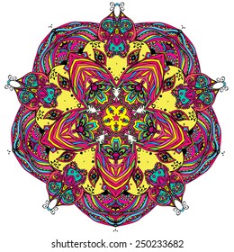 Ornament beautiful  card with mandala. Geometric circle element made in vector. Perfect  cards for any other kind of design, birthday and other holiday, kaleidoscope,  medallion, yoga, india, arabic