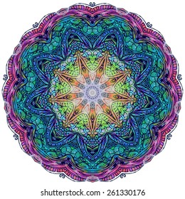 Ornament beautiful card with mandala. Geometric circle element made in vector. Perfect cards for any other kind of design, birthday and other holiday, kaleidoscope,  Watercolor, yoga, india, arabic