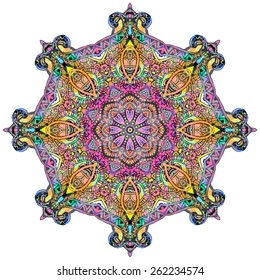 Ornament beautiful card with mandala. Geometric circle element made in vector. Perfect cards for any other kind of design, birthday and other holiday, kaleidoscope,  Watercolor, yoga, india, arabic