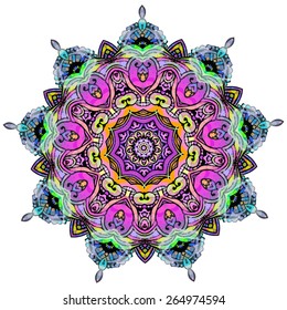 Ornament beautiful card with mandala. Geometric circle element made in vector. Perfect cards for any other kind of design, birthday and other holiday, kaleidoscope,  Watercolor, yoga, india, arabic