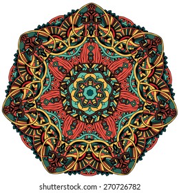 Ornament beautiful  card with mandala. Geometric circle element made in vector. Perfect  cards for any other kind of design, birthday and other holiday, kaleidoscope,  medallion, yoga, india, arabic