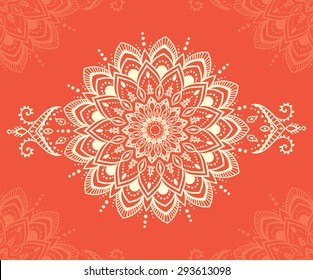 Ornament beautiful  card with mandala. Geometric circle element made in vector. Perfect  cards for any other kind of design, birthday and other holiday, kaleidoscope,  medallion, yoga, india, arabic