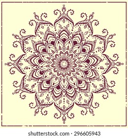 Ornament beautiful  card with mandala. Geometric circle element made in vector. Perfect  cards for any other kind of design, birthday and other holiday, kaleidoscope,  medallion, yoga, india, arabic