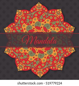 Ornament beautiful card with mandala. Vector illustration. Vintage decorative elements.