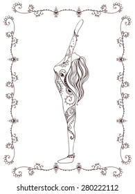 Ornament beautiful card with Vector yoga. Geometric element hand drawn. Perfect  cards for any other kind of design, birthday and other holiday, kaleidoscope,  medallion, yoga, india, arabic