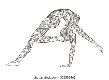 Ornament beautiful card with Vector yoga. Geometric element hand drawn. Perfect  cards for any other kind of design, birthday and other holiday, kaleidoscope,  medallion, yoga, india, arabic