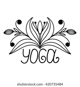 Ornament beautiful card with Vector yoga. Geometric element hand drawn.
