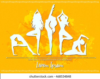 Ornament beautiful card with Vector yoga. Geometric element hand drawn. Balance karma medallion yoga india arabic harmony physical exercise for web sites banners, business cards clothing logo