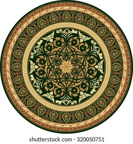 Ornament, beautiful florid pattern, plate, rug, vintage, vector illustration