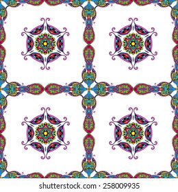 Ornament beautiful pattern with mandala. Geometric circle element made in vector. Perfect cards for any other kind of design, websites, birthday and other holiday. Kaleidoscope,yoga, india, arabic