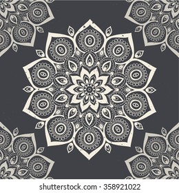 Ornament beautiful pattern with mandala. Greeting card with a mandala, cute ornament. Geometric circle element made in vector. Kaleidoscope,yoga, india, arabic