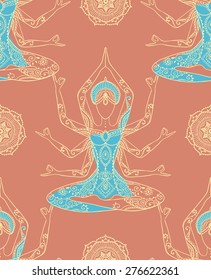 Ornament beautiful pattern with Vector yoga. Geometric element hand drawn. Perfect pattern  for any other kind of design, textile, texture, kaleidoscope,  medallion, yoga, india, arabic