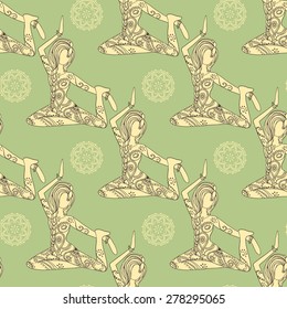 Ornament beautiful pattern with Vector yoga. Geometric element hand drawn. Perfect pattern  for any other kind of design, textile, texture, kaleidoscope,  medallion, yoga, India, Arabic