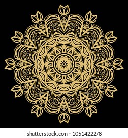 Ornament beautiful square card with mandala. Vector illustration. For design, print, decor
