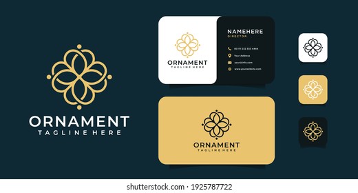 Ornament beauty luxury flower logo and business card design vector illustration. Logo can be used for icon, brand, identity, spa, decoration, minimal, feminine, and business company