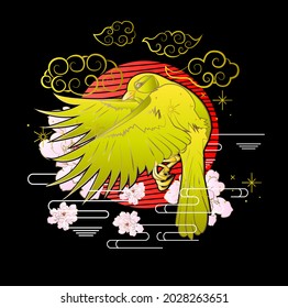 ornament with bird and flower vector illustration design