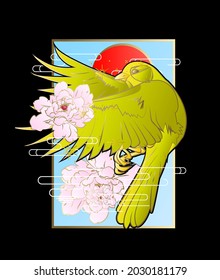 ornament with bird and flower vector illustration design