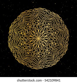 Ornament black gold card with mandala. Geometric circle element made in vector.
