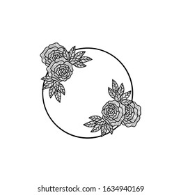 ornament black rose circular vector logo design