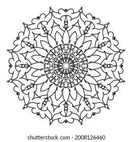 Ornament black white card with mandala