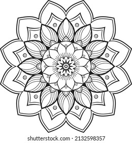 Ornament black white card with mandala. Geometric circle element made in vector