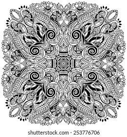 Ornament black white card with mandala. Geometric circle element made in vector. Perfect  cards for any other kind of design, birthday and other holiday, kaleidoscope,  medallion, yoga, india, arabic