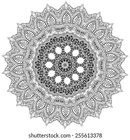 Ornament black white card with mandala. Geometric circle element made in vector. Perfect  cards for any other kind of design, birthday and other holiday, kaleidoscope,  medallion, yoga, india, arabic