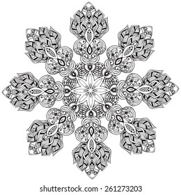 Ornament black white card with mandala. Geometric circle element made in vector. Perfect  cards for any other kind of design, birthday and other holiday, kaleidoscope,  medallion, yoga, india, arabic