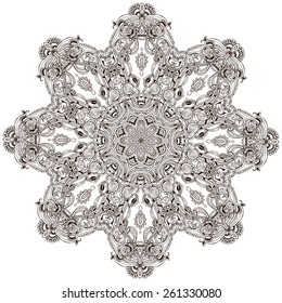 Ornament black white card with mandala. Geometric circle element made in vector. Perfect  cards for any other kind of design, birthday and other holiday, kaleidoscope,  medallion, yoga, india, arabic