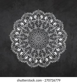 Ornament black white card with mandala. Geometric circle element made in vector. Perfect  cards for any other kind of design, birthday and other holiday, kaleidoscope,  medallion, yoga, india, arabic