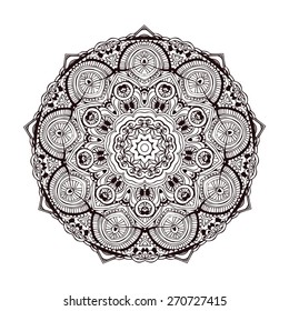 Ornament black white card with mandala. Geometric circle element made in vector. Perfect  cards for any other kind of design, birthday and other holiday, kaleidoscope,  medallion, yoga, india, arabic