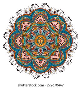 Ornament black white card with mandala. Geometric circle element made in vector. Perfect  cards for any other kind of design, birthday and other holiday, kaleidoscope,  medallion, yoga, india, arabic