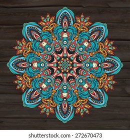 Ornament black white card with mandala. Geometric circle element made in vector. Perfect  cards for any other kind of design, birthday and other holiday, kaleidoscope,  medallion, yoga, india, arabic