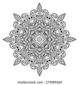 Ornament black white card with mandala. Geometric circle element made in vector. Perfect  cards for any other kind of design, birthday and other holiday, kaleidoscope,  medallion, yoga, india, arabic