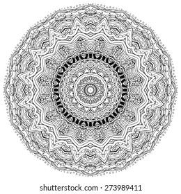 Ornament black white card with mandala. Geometric circle element made in vector. Perfect  cards for any other kind of design, birthday and other holiday, kaleidoscope,  medallion, yoga, india, arabic