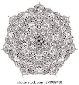 Ornament black white card with mandala. Geometric circle element made in vector. Perfect  cards for any other kind of design, birthday and other holiday, kaleidoscope,  medallion, yoga, india, arabic