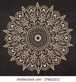 Ornament black white card with mandala. Geometric circle element made in vector. Perfect  cards for any other kind of design, birthday and other holiday, kaleidoscope,  medallion, yoga, india, arabic