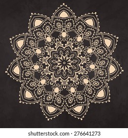 Ornament black white card with mandala. Geometric circle element made in vector. Perfect  cards for any other kind of design, birthday and other holiday, kaleidoscope,  medallion, yoga, india, arabic
