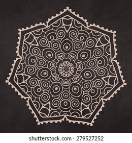Ornament black white card with mandala. Geometric circle element made in vector. Perfect  cards for any other kind of design, birthday and other holiday, kaleidoscope,  medallion, yoga, india, arabic