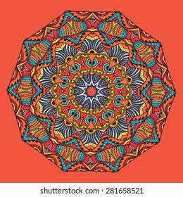 Ornament black white card with mandala. Geometric circle element made in vector. Perfect  cards for any other kind of design, birthday and other holiday, kaleidoscope,  medallion, yoga, india, arabic