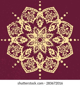 Ornament black white card with mandala. Geometric circle element made in vector. Perfect  cards for any other kind of design, birthday and other holiday, kaleidoscope,  medallion, yoga, india, arabic