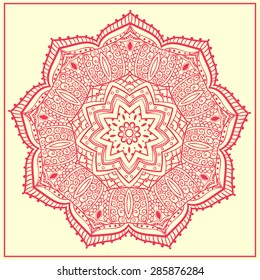 Ornament black white card with mandala. Geometric circle element made in vector. Perfect  cards for any other kind of design, birthday and other holiday, kaleidoscope,  medallion, yoga, india, arabic