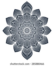 Ornament black white card with mandala. Geometric circle element made in vector. Perfect  cards for any other kind of design, birthday and other holiday, kaleidoscope,  medallion, yoga, india, arabic