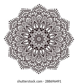 Ornament black white card with mandala. Geometric circle element made in vector. Perfect  cards for any other kind of design, birthday and other holiday, kaleidoscope,  medallion, yoga, india, arabic